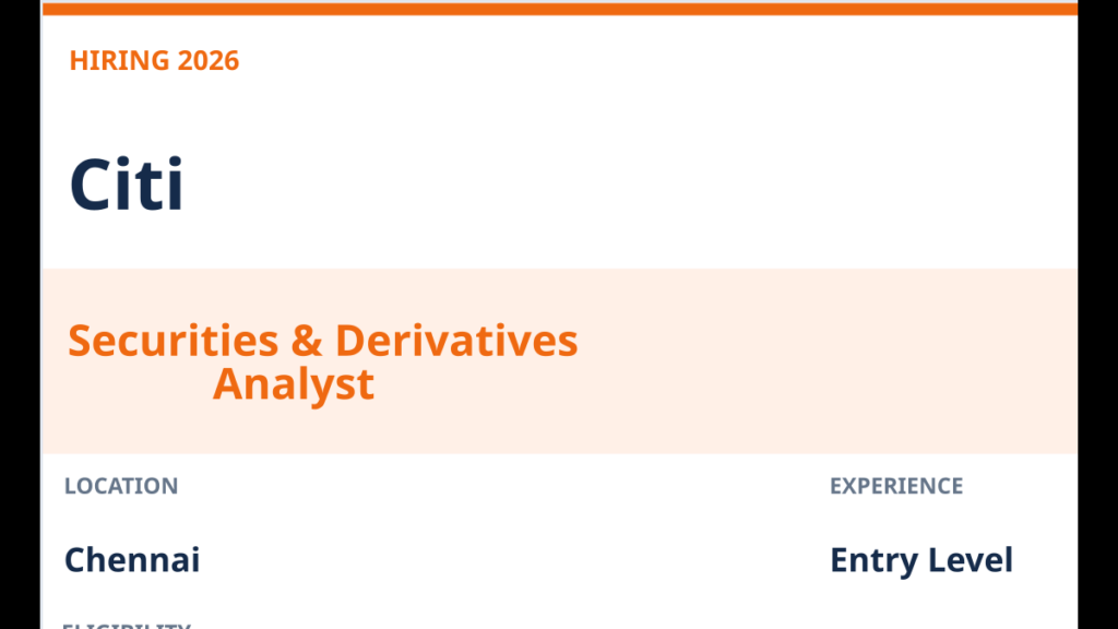 Citi Securities & Derivatives Analyst Hiring in Chennai | Entry Level 2026