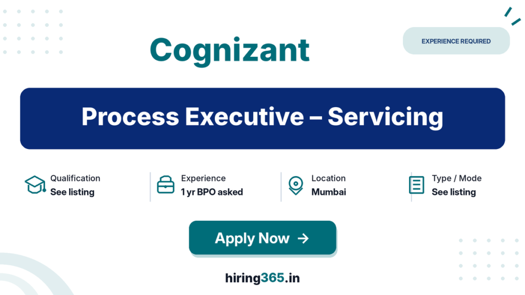 Cognizant Process Executive Hiring in Mumbai – 0–2 Years