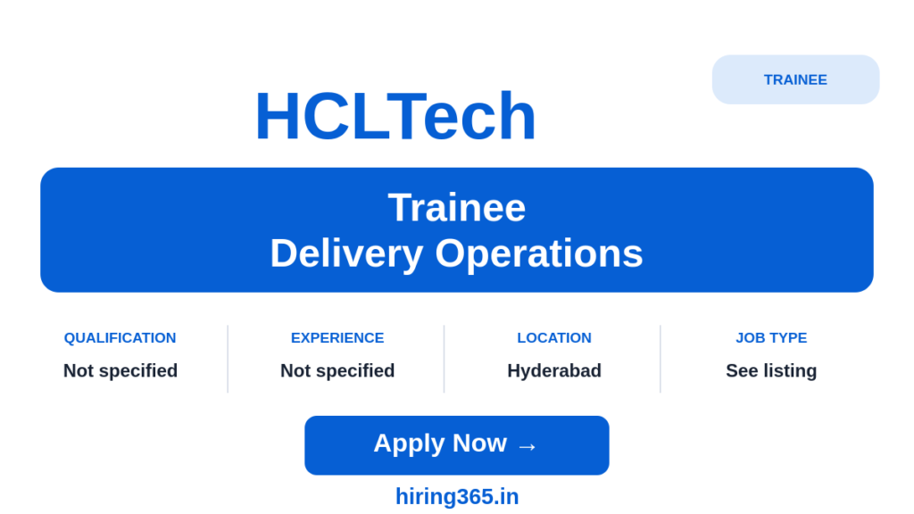 HCLTech Trainee Delivery Operations Hiring in Hyderabad – DPO Role