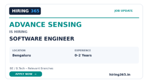 Advance Sensing Software Engineer Hiring Bengaluru | Python, Java, 0–2 Years